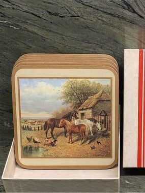 Pimpernel Coasters On The Farm Horses Animals Vintage in Box